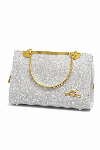 Blush Pink Embossed Gold Handle Clutch