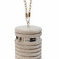 Silver Crystal Cylinder Clutch with Pearl Handle