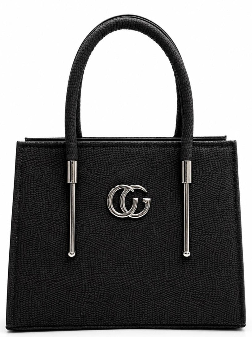 Tan Textured Top Handle Handbag