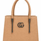 Tan Textured Top Handle Handbag