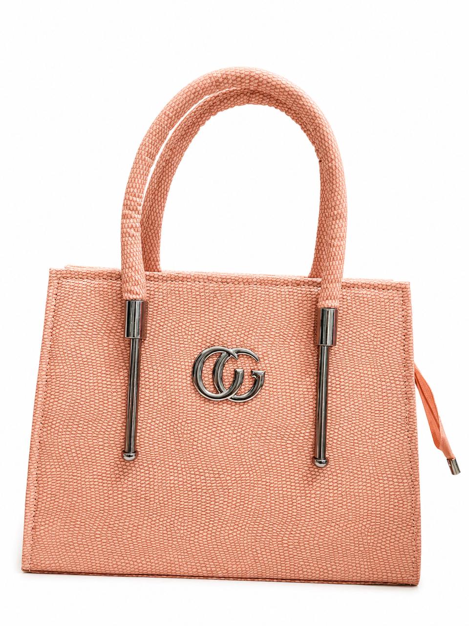 Tan Textured Top Handle Handbag