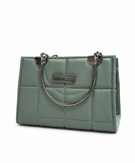 Sage Quilted Top Handle Handbag