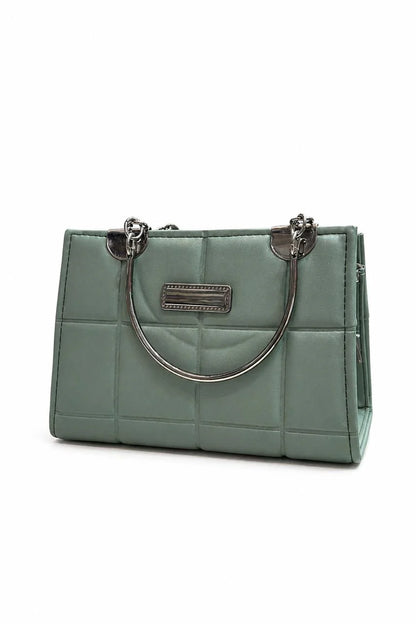 Sage Quilted Top Handle Handbag