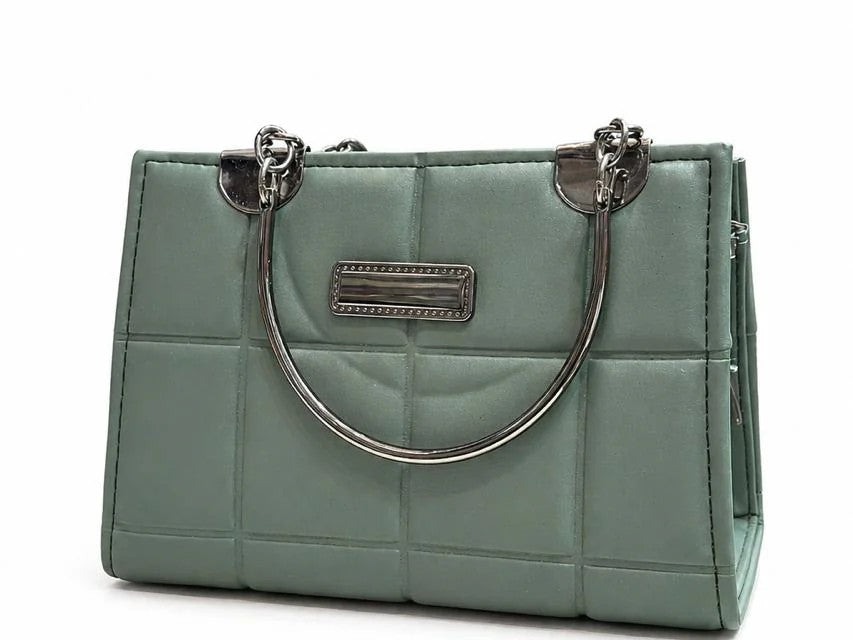Sage Quilted Top Handle Handbag