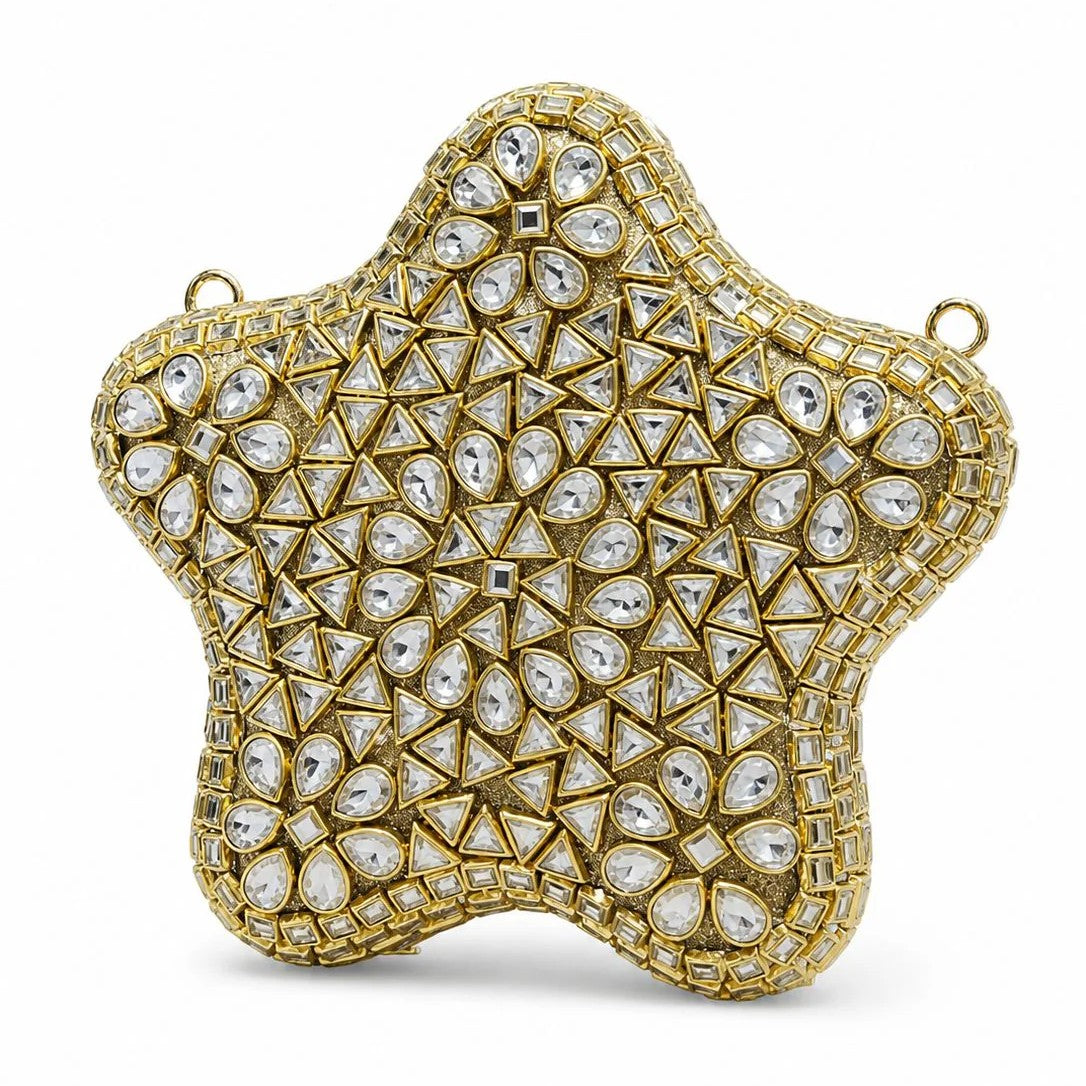 Star Crystal Rhinestone Evening Clutch