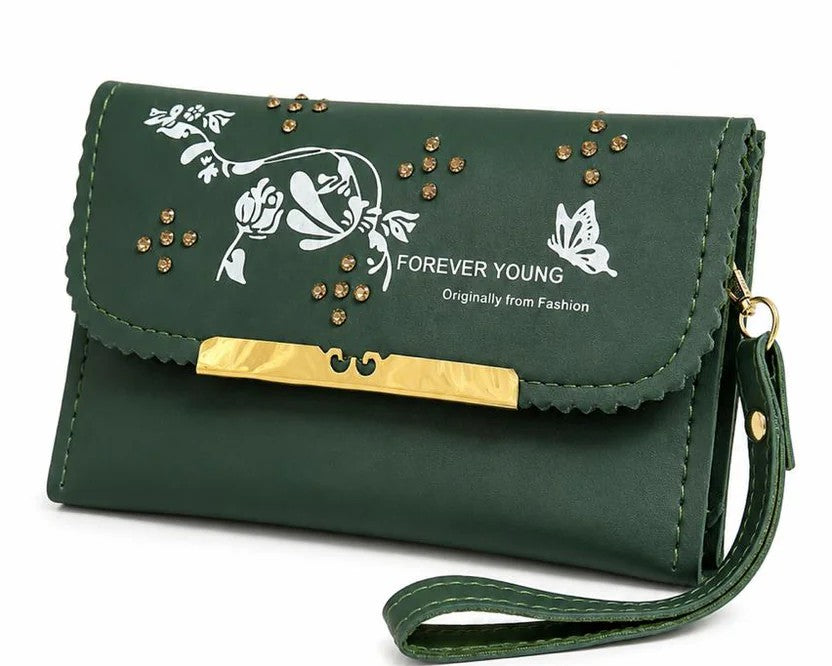 Emerald Floral Wristlet Wallet