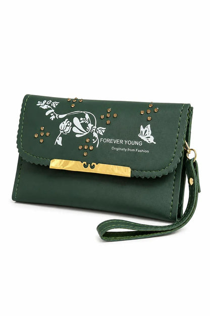 Emerald Floral Wristlet Wallet