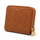 Brown Floral Embossed Zip Wallet