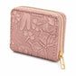 Brown Floral Embossed Zip Wallet