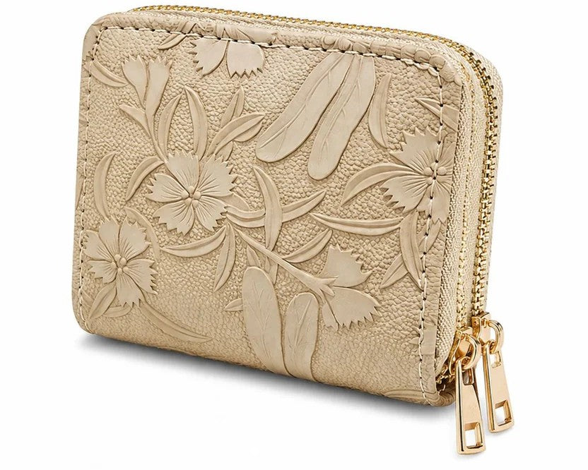 Floral Embossed Zip Wallet