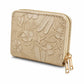 Brown Floral Embossed Zip Wallet