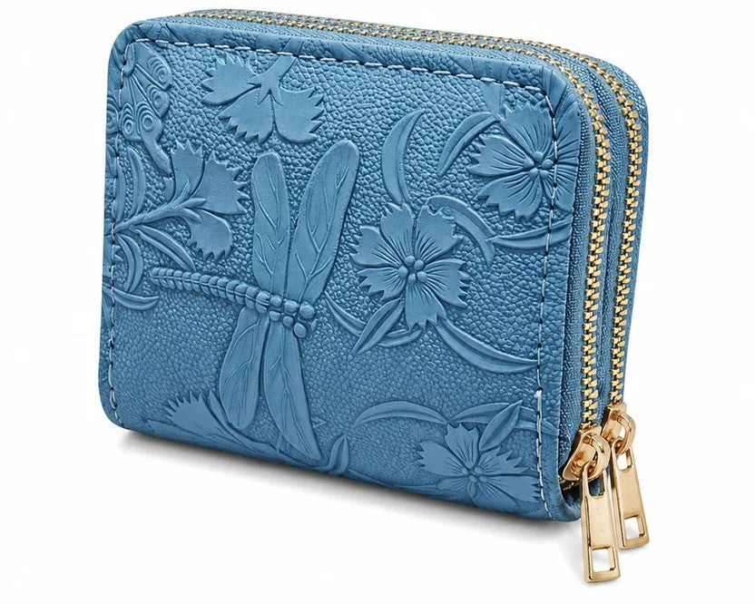Floral Embossed Zip Wallet