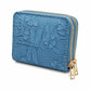 Brown Floral Embossed Zip Wallet