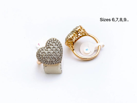 Two-Tone Heart Crystal Ring
