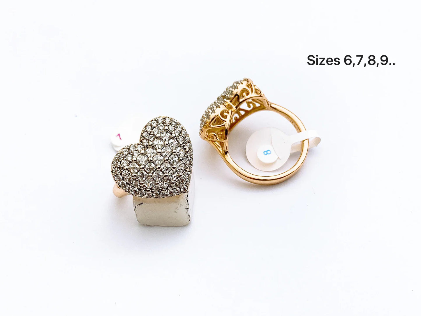 Two-Tone Heart Crystal Ring