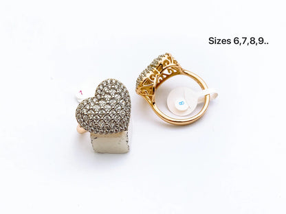 Two-Tone Heart Crystal Ring