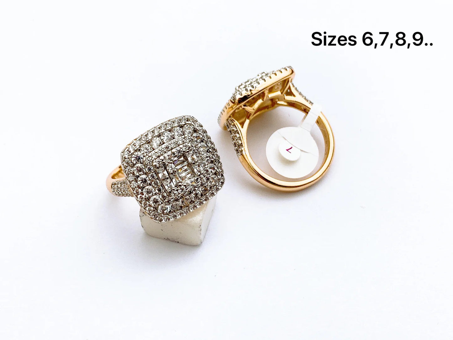 Square Halo Crystal Ring