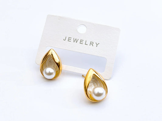 Teardrop Pearl Stud Earrings
