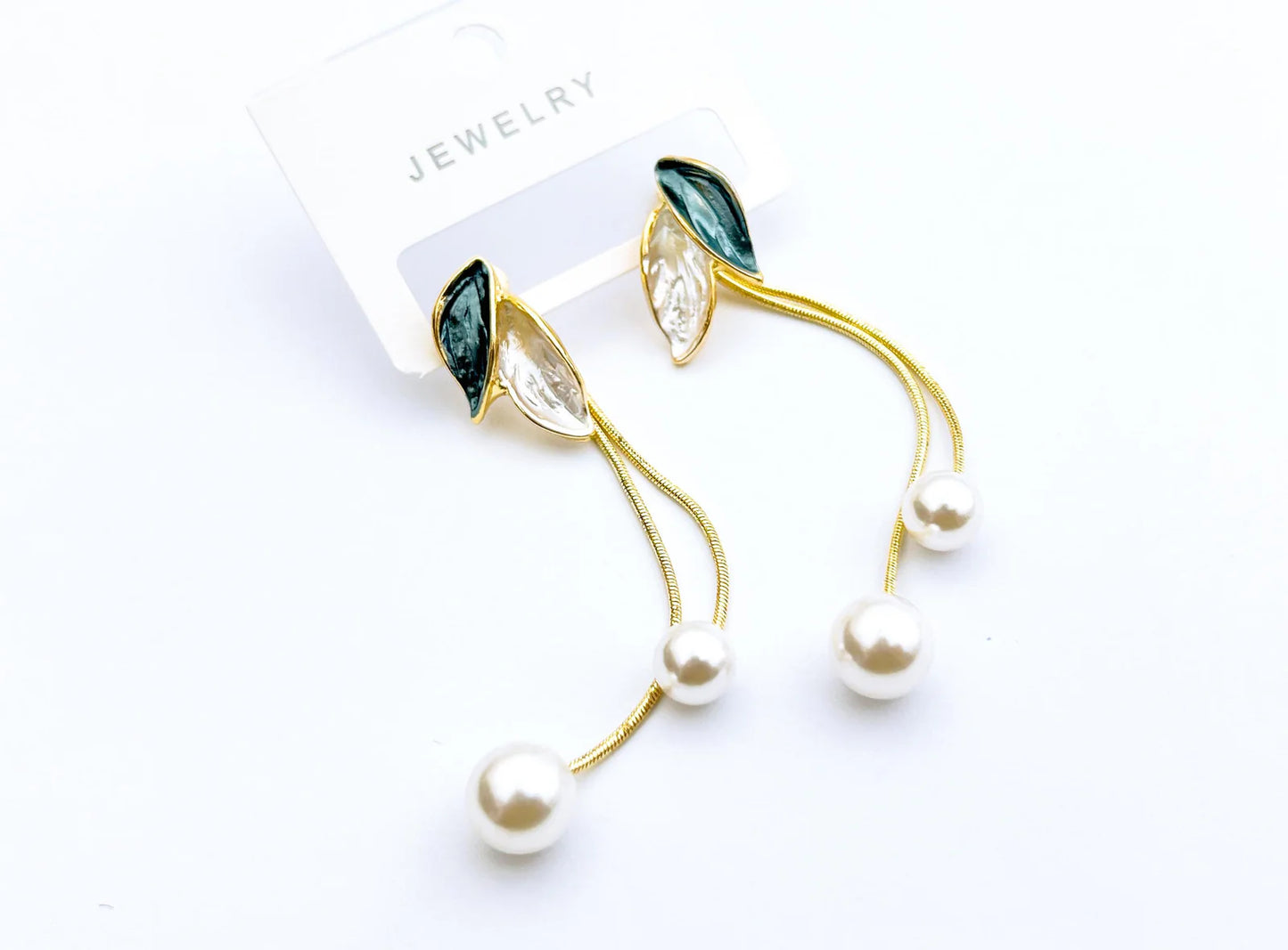 Leaf Pearl Drop Earrings
