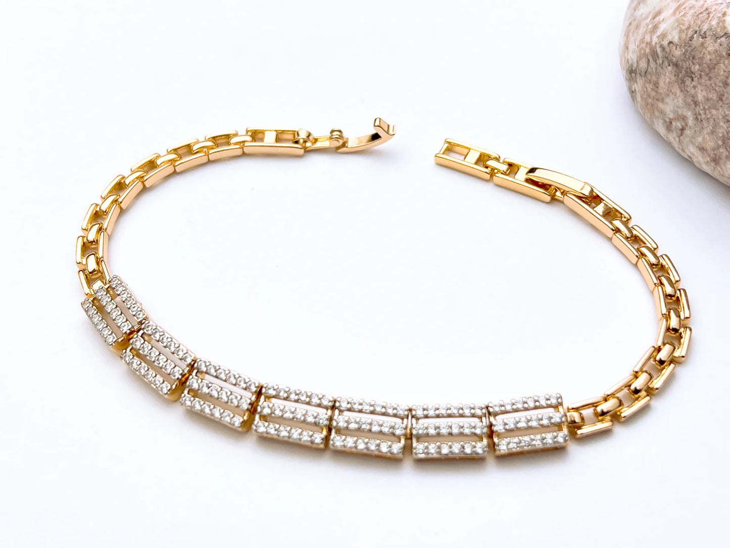 Bar Crystal Link Bracelet