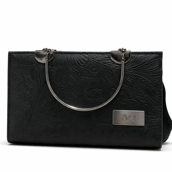 Floral Embossed Top Handle Handbag