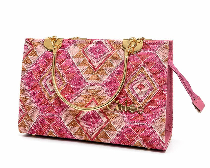 Emerald Geometric Top Handle Handbag