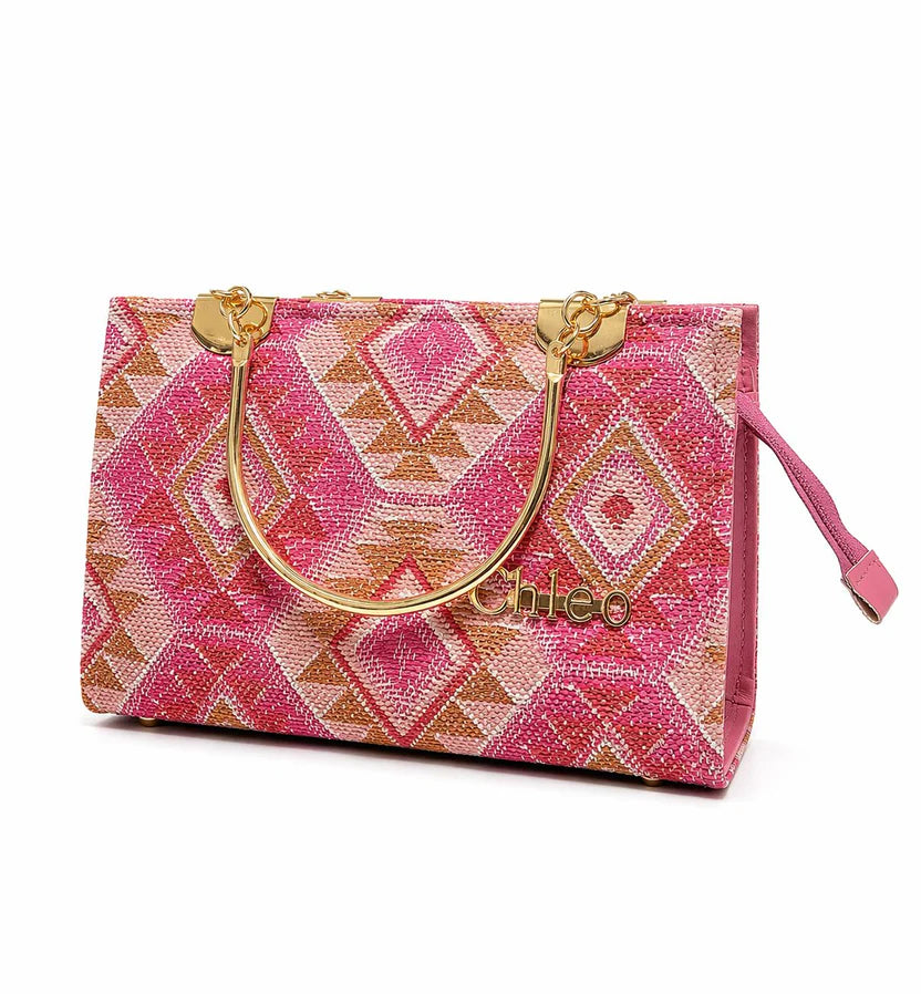 Emerald Geometric Top Handle Handbag