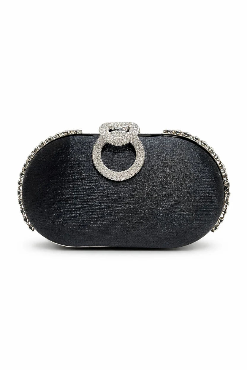 Silver Ring Crystal Clutch