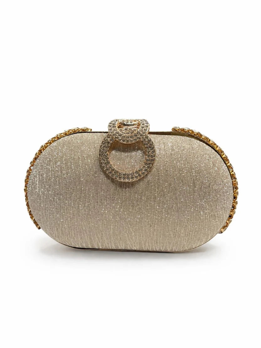 Silver Ring Crystal Clutch