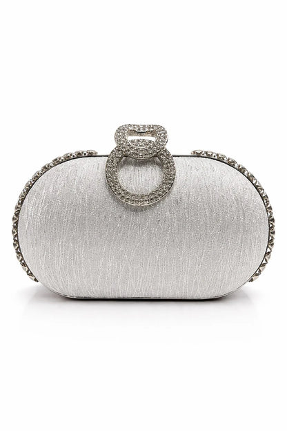 Silver Ring Crystal Clutch