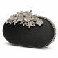 Silver Floral Vine Crystal Clutch