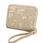 Brown Floral Embossed Wristlet Zip Wallet