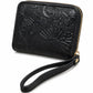 Floral Embossed Wristlet Zip Wallet