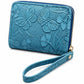 Floral Embossed Wristlet Zip Wallet