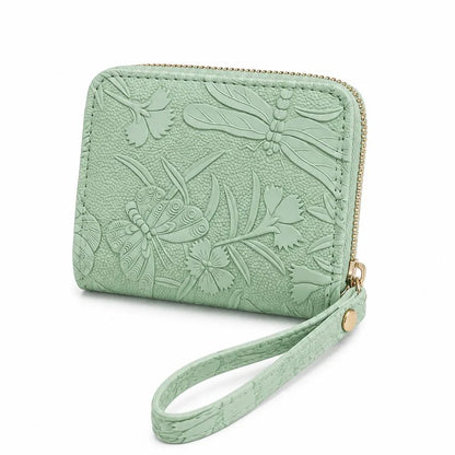 Floral Embossed Wristlet Zip Wallet