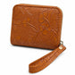Floral Embossed Wristlet Zip Wallet