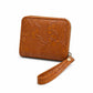 Brown Floral Embossed Wristlet Zip Wallet