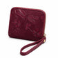 Brown Floral Embossed Wristlet Zip Wallet