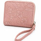 Floral Embossed Wristlet Zip Wallet