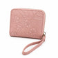Brown Floral Embossed Wristlet Zip Wallet