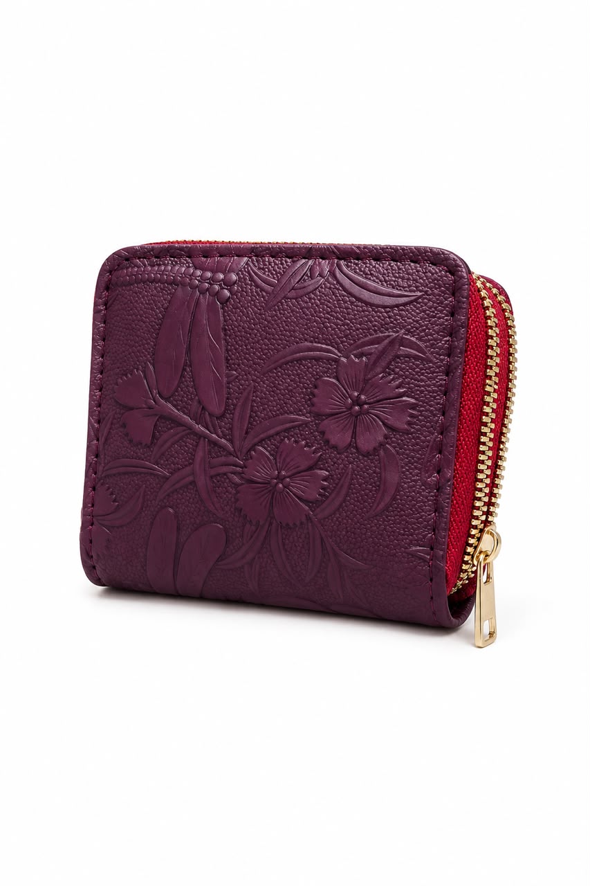 Purple Floral Embossed Wallet