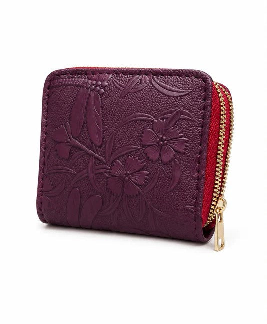 Purple Floral Embossed Wallet
