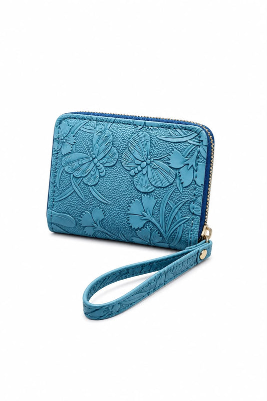 Blue Butterfly Embossed Wallet