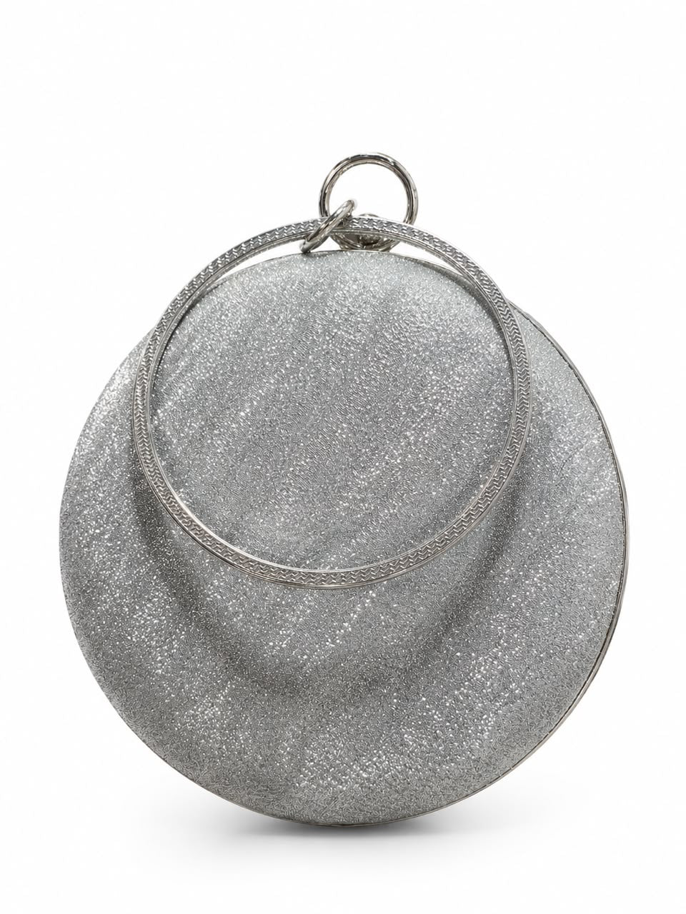 Silver Glitter Round Clutch