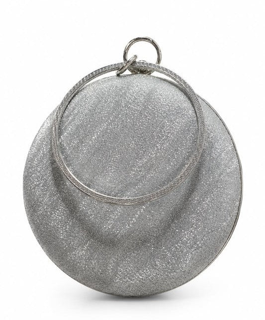 Silver Glitter Round Clutch