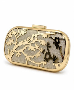Gold Floral Laser-Cut Clutch