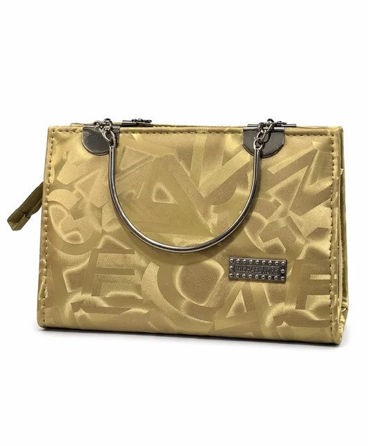 Gold Monogram Structured Handbag