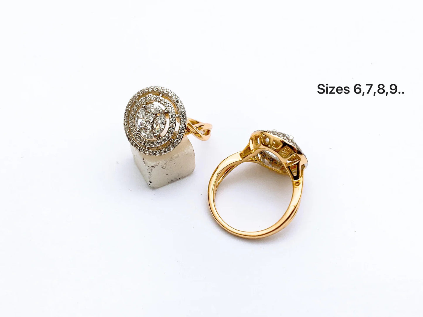 Round Halo Crystal Ring
