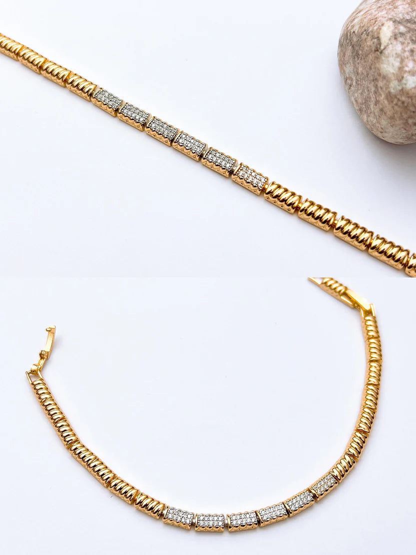 Ribbed Crystal Bracelet
