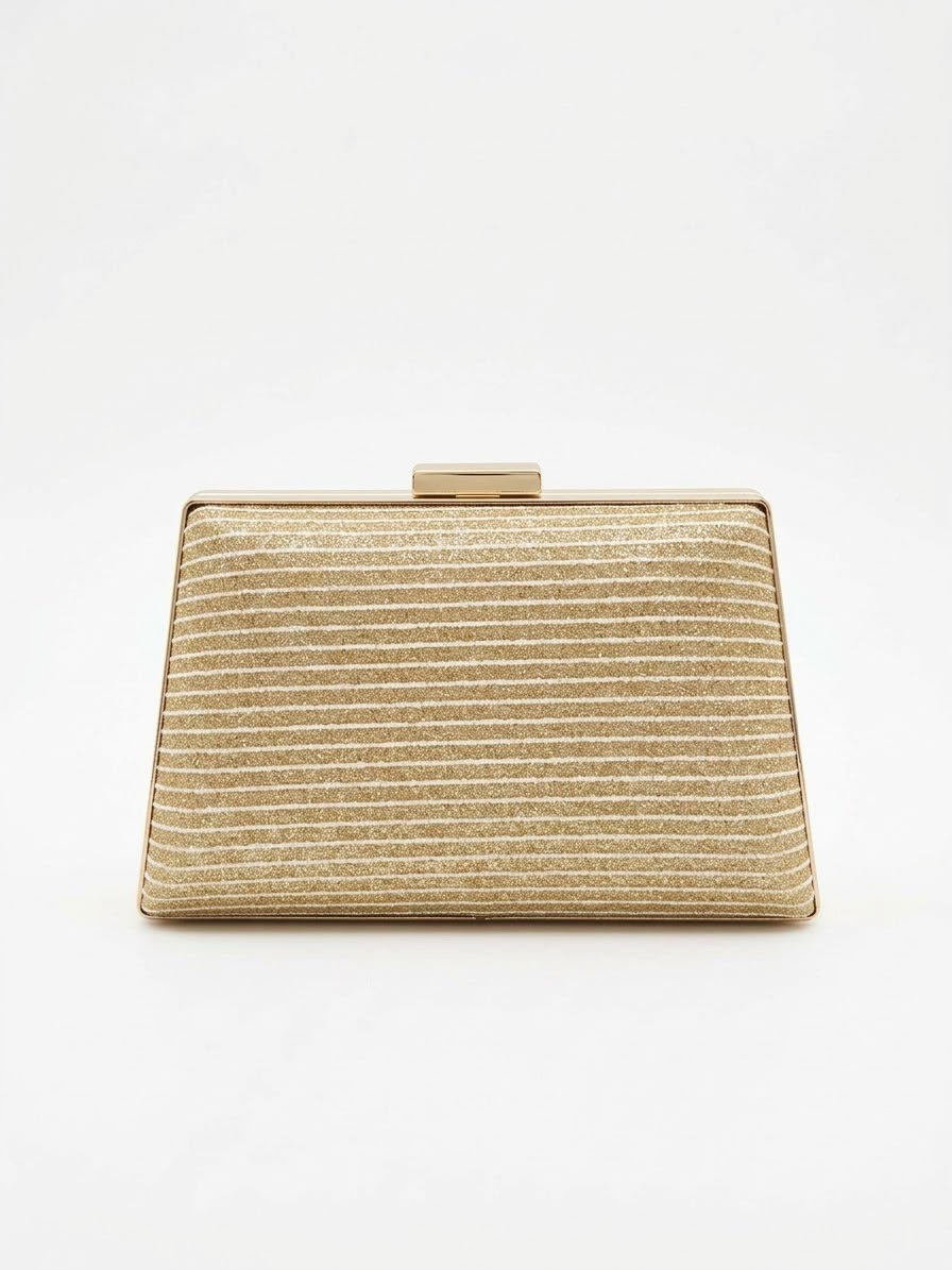Trapezium Glitter Framed Clutch